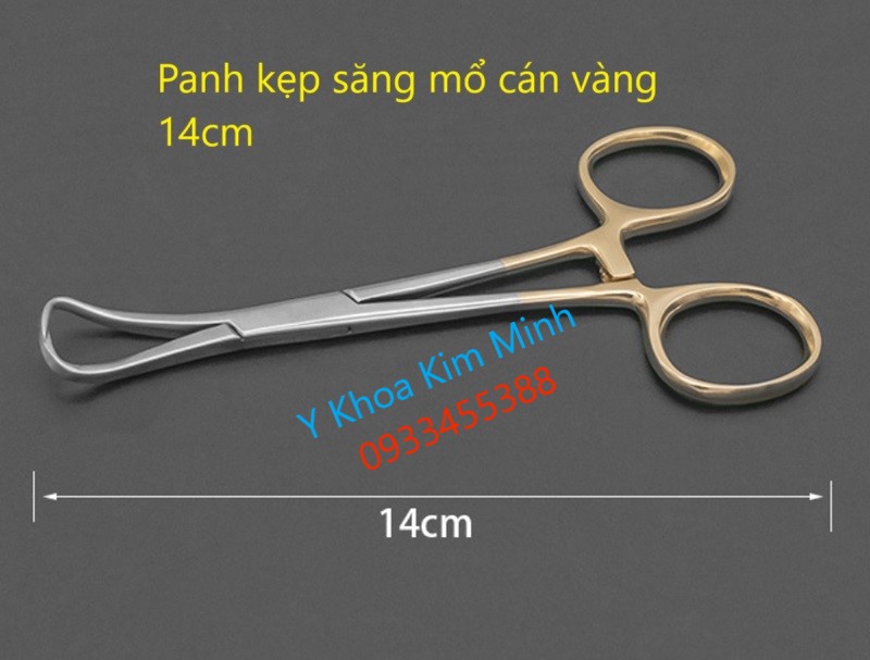 Pen kẹp săng mổ y tế cán vàng 14cm