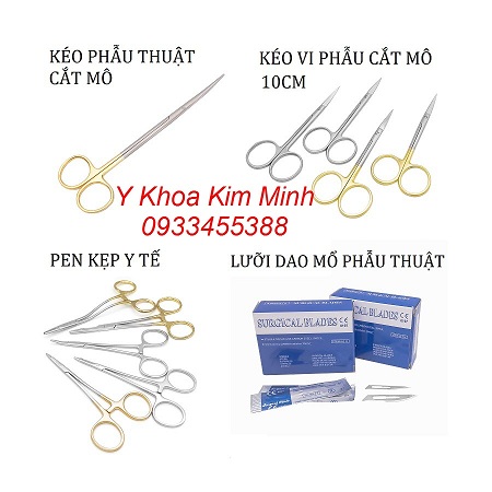 Keo kép, nhíp, panh, kep săng mổ, dao mổ phẫu thuât thẩm mỹ bán ở Y Khoa Kim Minh