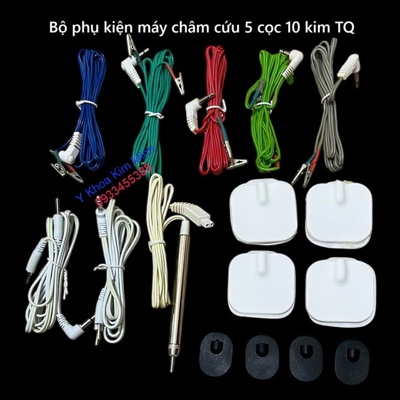 Bộ phụ kiện máy điện châm 5 cọc 10 kim của Trung Quốc, máy châm cứu trung quốc