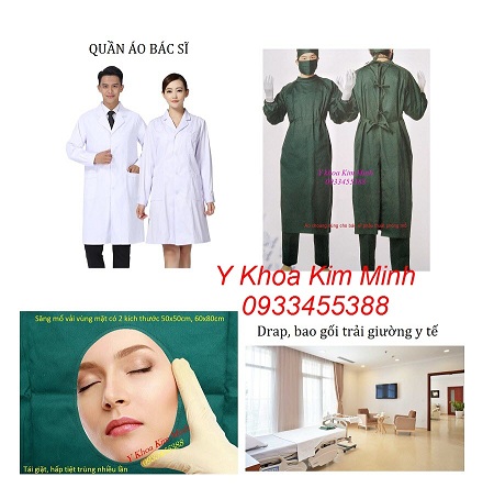 Quần áo y tế, săng mổ, nón lưới, miếng lót giường y tế dùng 1 lần bán ở Y Khoa Kim Minh