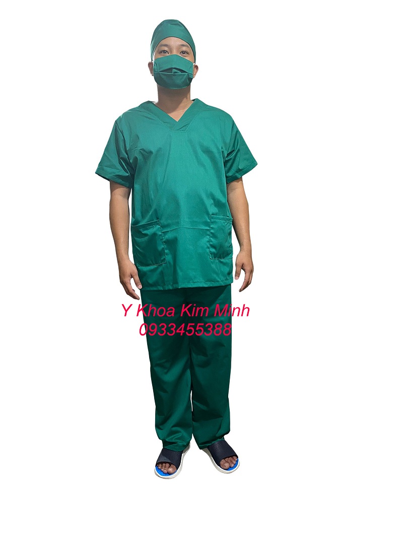 Bộ quần áo xanh lá dùng cho nhân viên y tế bác sĩ nam