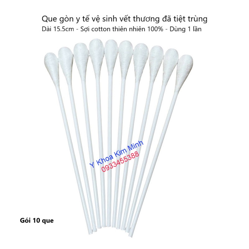 Que gòn y tế đã tiệt trùng, dùng 1 lần, vệ sinh vết thương, nằm trong bộ thay băng vô trùng Bảo Thạch