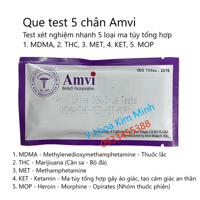 Que test 5 chân Amvi xét nghiệm nhanh ma túy tổng hợp qua nước tiểu