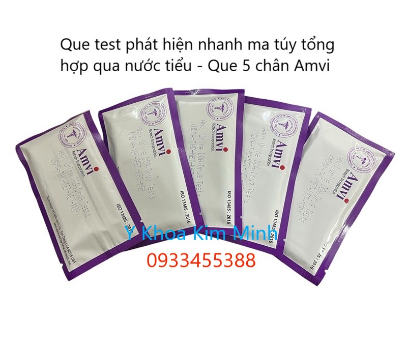 Que test nhanh phát hiện chất gây nghiện, ma túy đá qua nước tiểu Amvi 5 chân