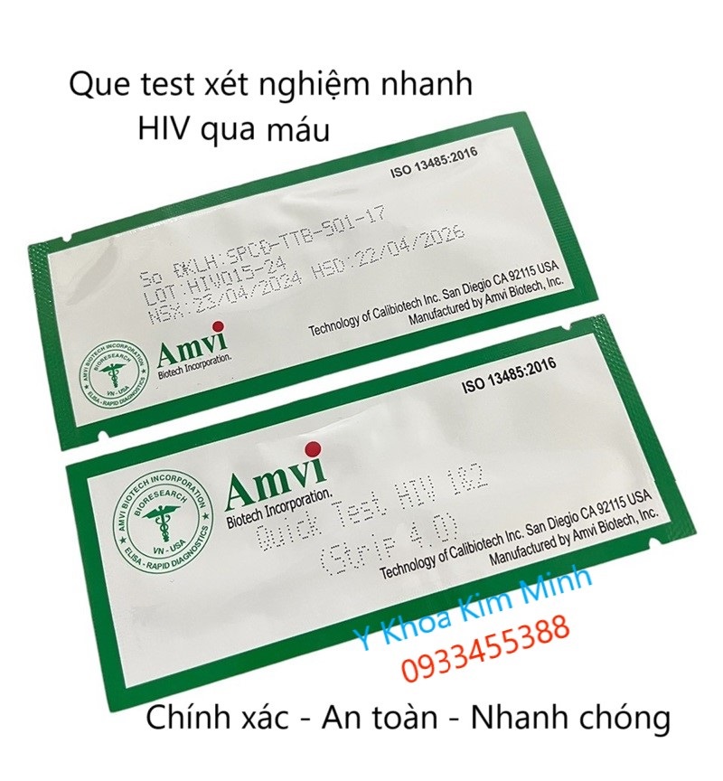 Que test xét nghiệm nhanh HIV Amvi qua máu huyết tương huyết thanh