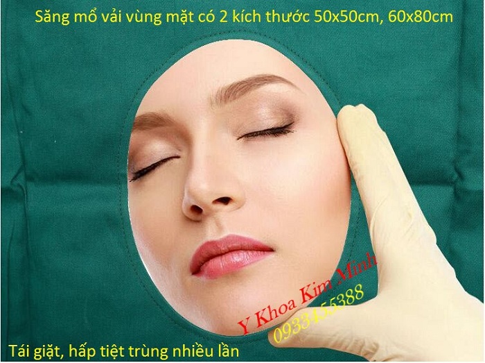 Săng mổ y tế bằng vải có lỗ kích thước 50x50cm, 60x80cm - Y khoa Kim Minh