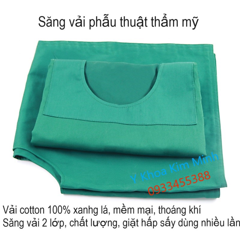 Săng vải phẫu thuật thẩm mỹ có lổ, vải xanh lá, bán giá sỉ ở TP.HCM
