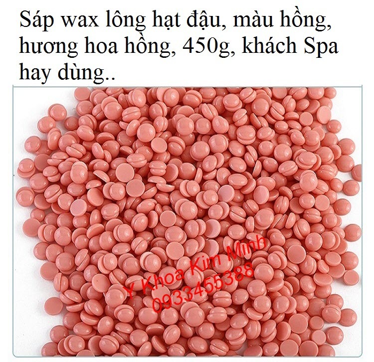Sáp wax lông hạt đậu 450g/bịch hương hoa hồng, khách spa thường dùng - Y Khoa Kim Minh