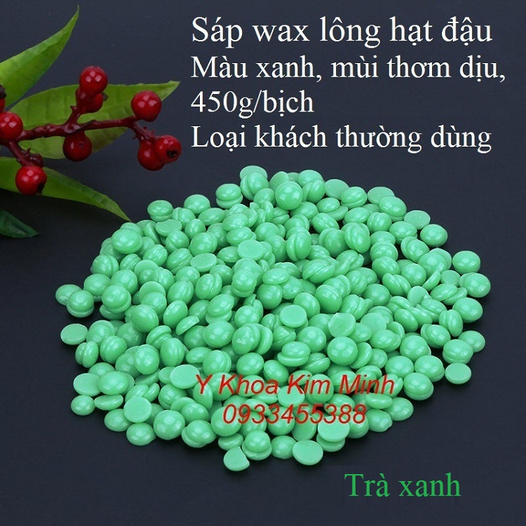 Sáp hạt đậu wax lông màu xanh ngọc trọng lượng 450g khách thường dùng - Y khoa Kim Minh