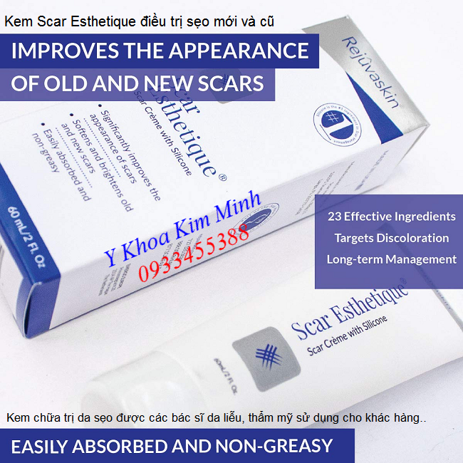 Kem tái tạo tế bào da làm đầy sẹo rỗ - Y khoa Kim Minh Kem làm tăng sinh biểu bì và collagen, xây dựng các lớp tế bào da làm đầy vết sẹo rỗ Scar Esthetique Cream - Y khoa Kim Minh