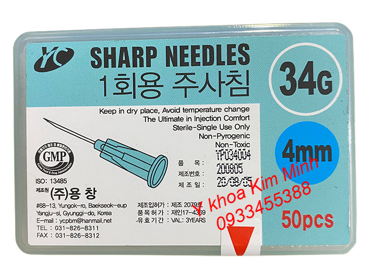 Kim tiêm mỹ phẩm dưới da của Hàn Quốc 30G 4mm - Y khoa Kim Minh