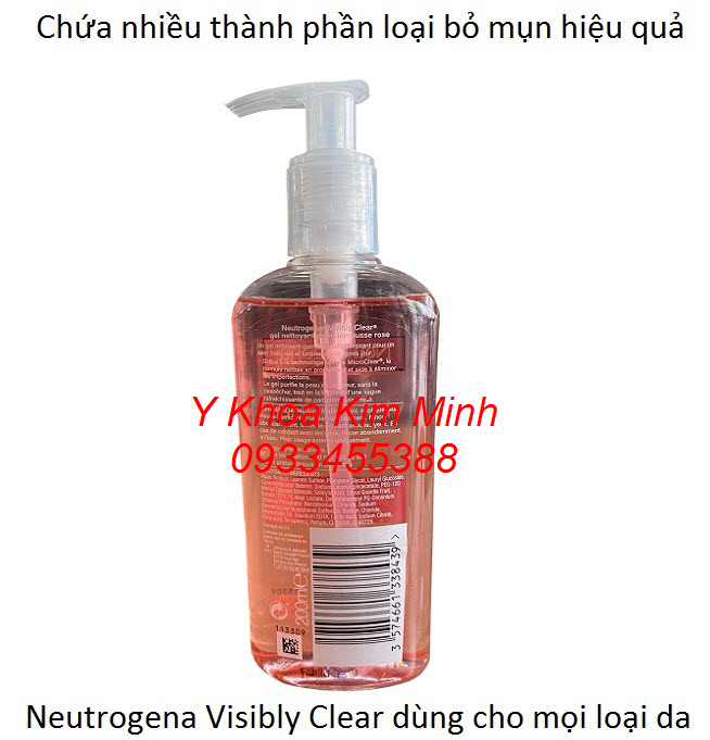 Neutrogena Visibly Clear là loại sữa rửa mặt thích hợp dùng cho da bị mụn, da nhờn, giảm viêm da rất hiệu quả