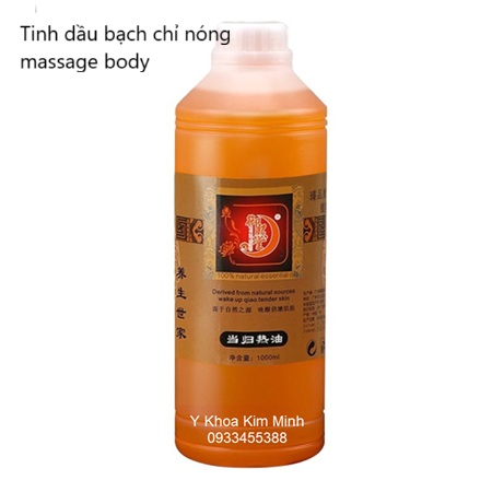 Dầu bạch chỉ nóng trị liệu massage body, xoa bóp, bấm huyệt, giác hơi cạo gió chai 1 lít