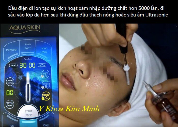 Tay cầm điện di ion thúc đẩy da nhận dưỡng chất và đi sâu hơn máy Aqua Skin - Y Khoa Kim Minh