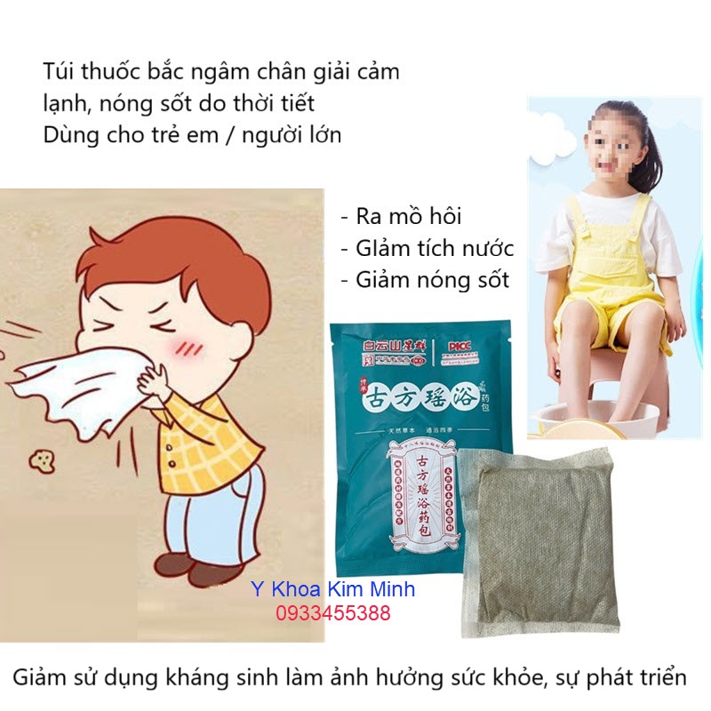 Gói thuốc bắc ngâm chân giảm nóng sốt, nóng lạnh do số thời tiết trẻ em