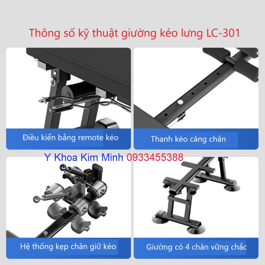 Thông số giường kéo cột sống lưng cổ LC-301