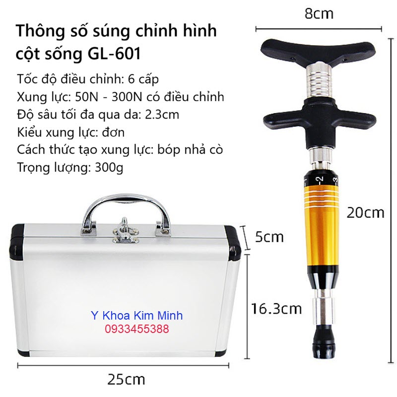 Thông số kỹ thuật súng nắn chỉnh cột sống, súng chỉnh hình cột sống GL-601