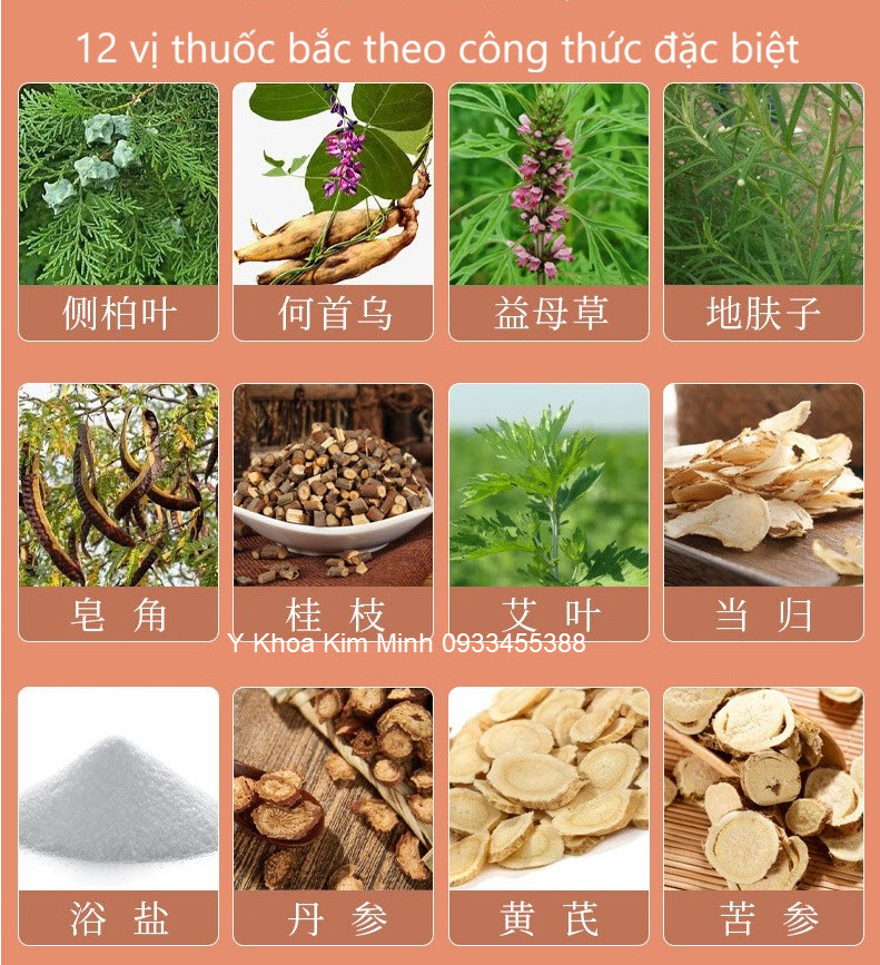 Thuốc bắc dùng gội đầu chống rụng tóc, tóc mọc trở lại, phục hồi tóc hư tổn gồm 12 vị thảo dược công thức đặc biệt