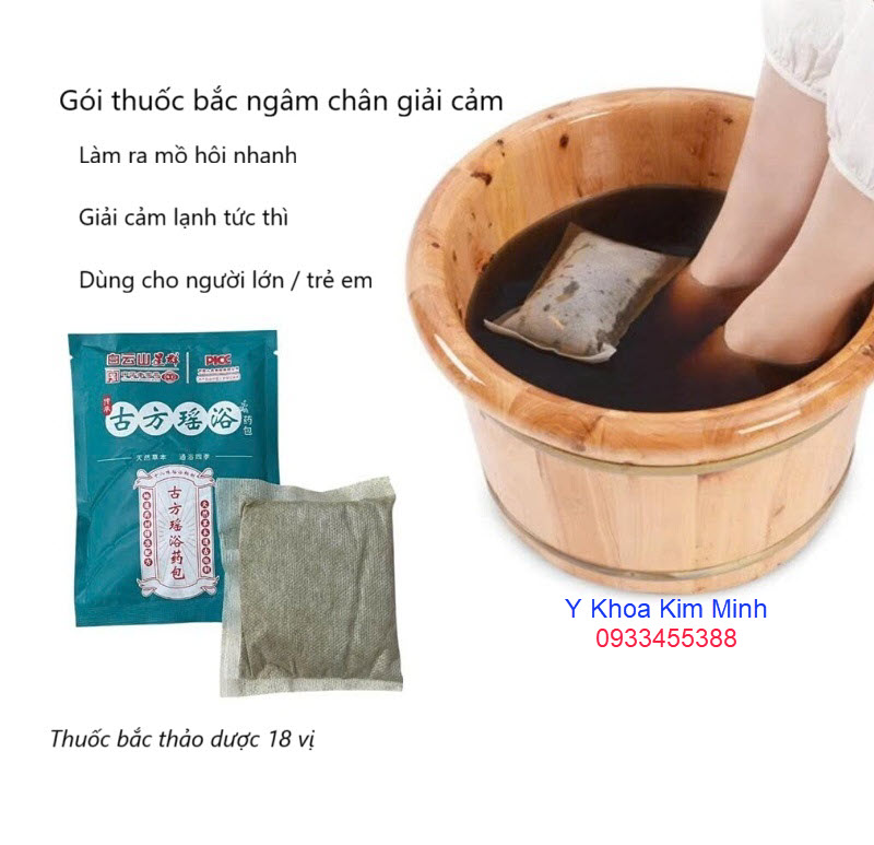 Gói thuốc bắc ngâm chân giải cảm, giảm lạnh cơ thể gây nóng sốt