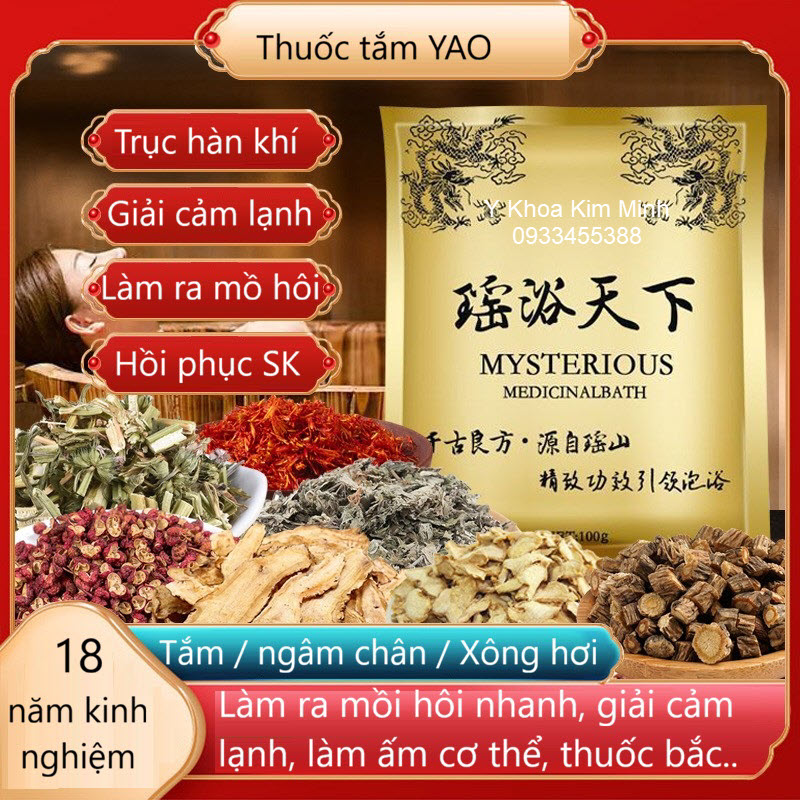 Thuốc bắc ngâm tắm, xông hơi bằng bồn tắm giải cảm, giải hàn, giảm đau nhức do phong hàn gây ra