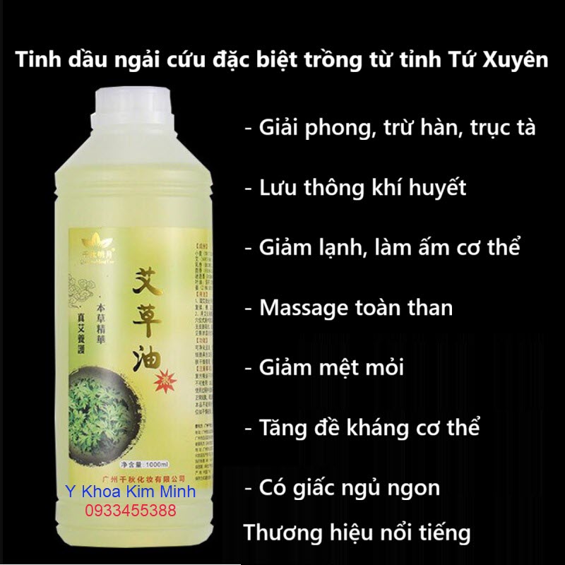 Tinh dầu ngải cứu Tứ Xuyên chai 1 lít dùng massage xoa bóp Body toàn thân