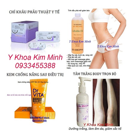Chỉ phâu thuật y tế, gel giảm béo, kem massage body bán ở Y Khoa Kim Minh