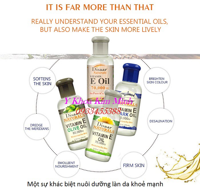 Tinh dầu vitamin E massage mặt nguyên chất gồm 4 loại có công dụng khác nhau - Y khoa Kim Minh