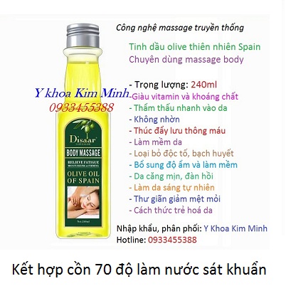 Tinh dầu olive chứa vitamin E kết hợp với cồn 70 độ làm nước sát khuẩn tay nhanh - Y Khoa Kim Minh
