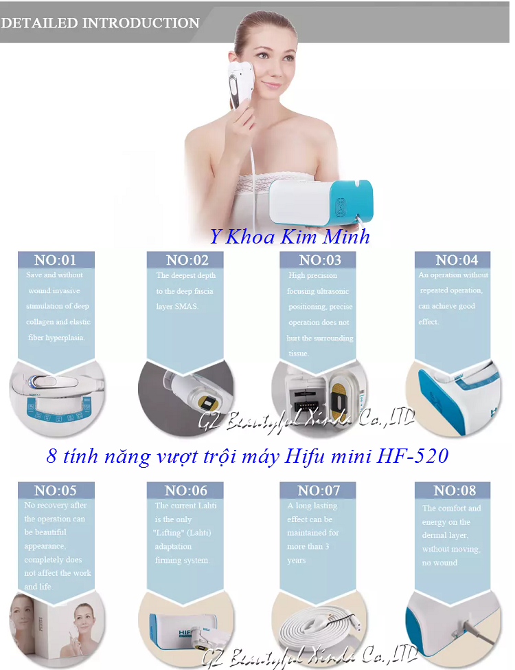 8 tính năng vượt trội trẻ hóa da may Hifu mini HF-520 Korea - Y Khoa Kim Minh 0933455388