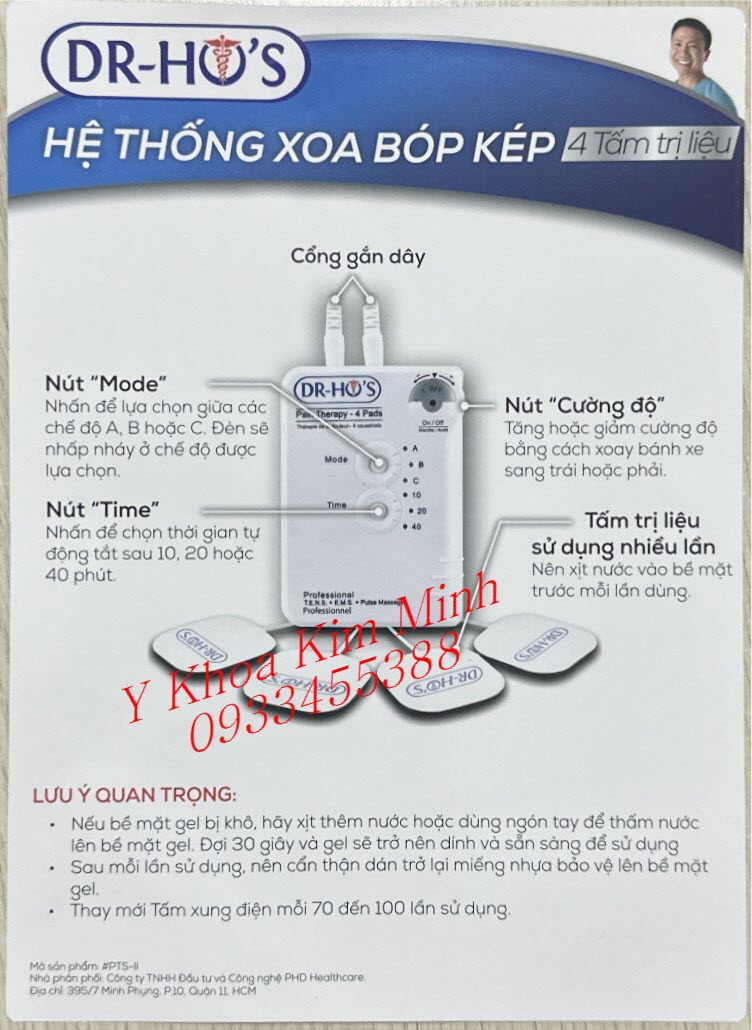 Các tính năng kỹ thuật của máy trị liệu Dr Ho bán ở Kim Minh