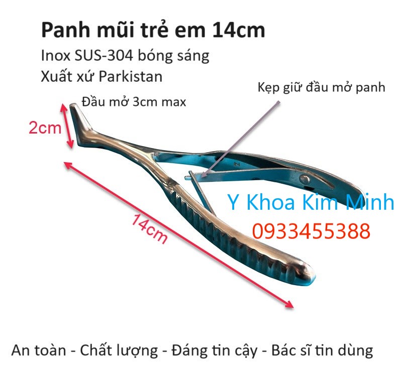 Thông số kỹ thuật panh mở mũi trẻ em inox 14cm Parkistan bán ở Tp.HCM