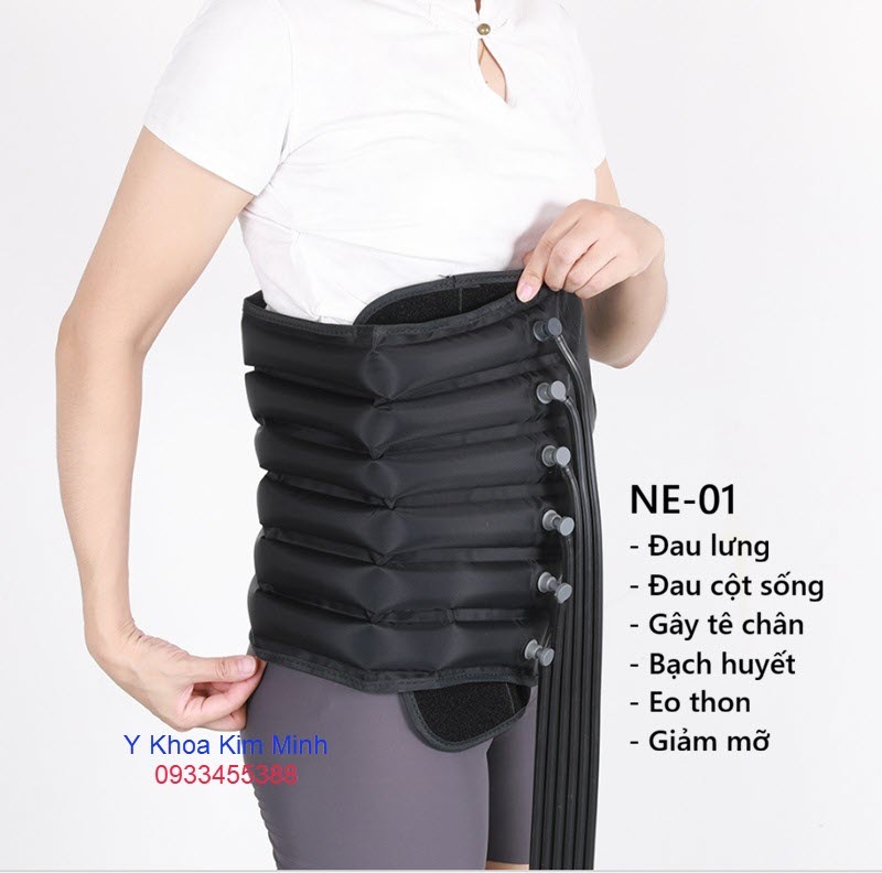 Túi vải ngực bụng 6 khoang khí của máy nén ép khí trị liệu NE-016R phục phồi cột sống như liệt cột sống lưng cổ, đau thắt lưng, yếu cột sống lưng cổ gây vận động khó khăn