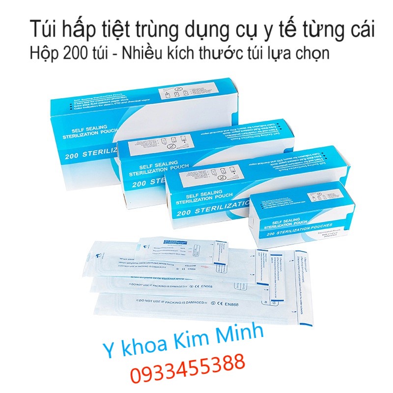 Túi hấp nhiệt tiệt trùng dụng cụ y khoa, pen kéo nhíp y tế bán ở Y khoa Kim Minh