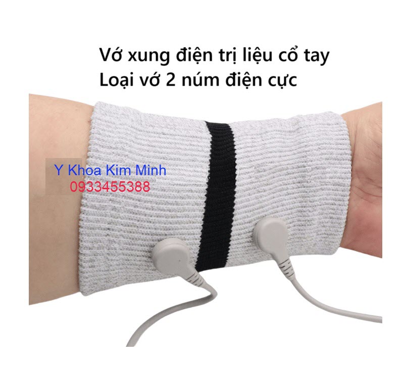 Vớ xung điện điều trị cổ tay loại 2 núm điện cực, màu trắng